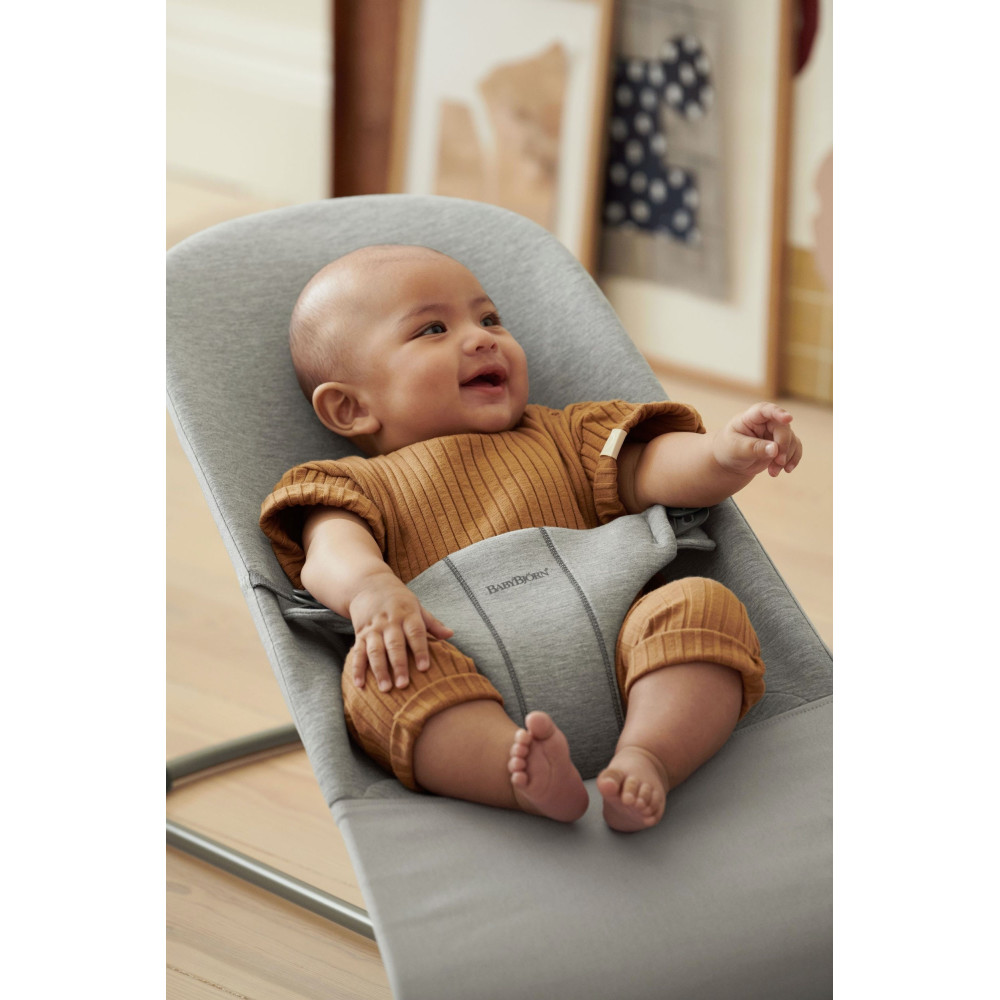 BabyBjorn - Balansoar Bliss Light Grey, 3D Jersey, cu bara de jucarii 
