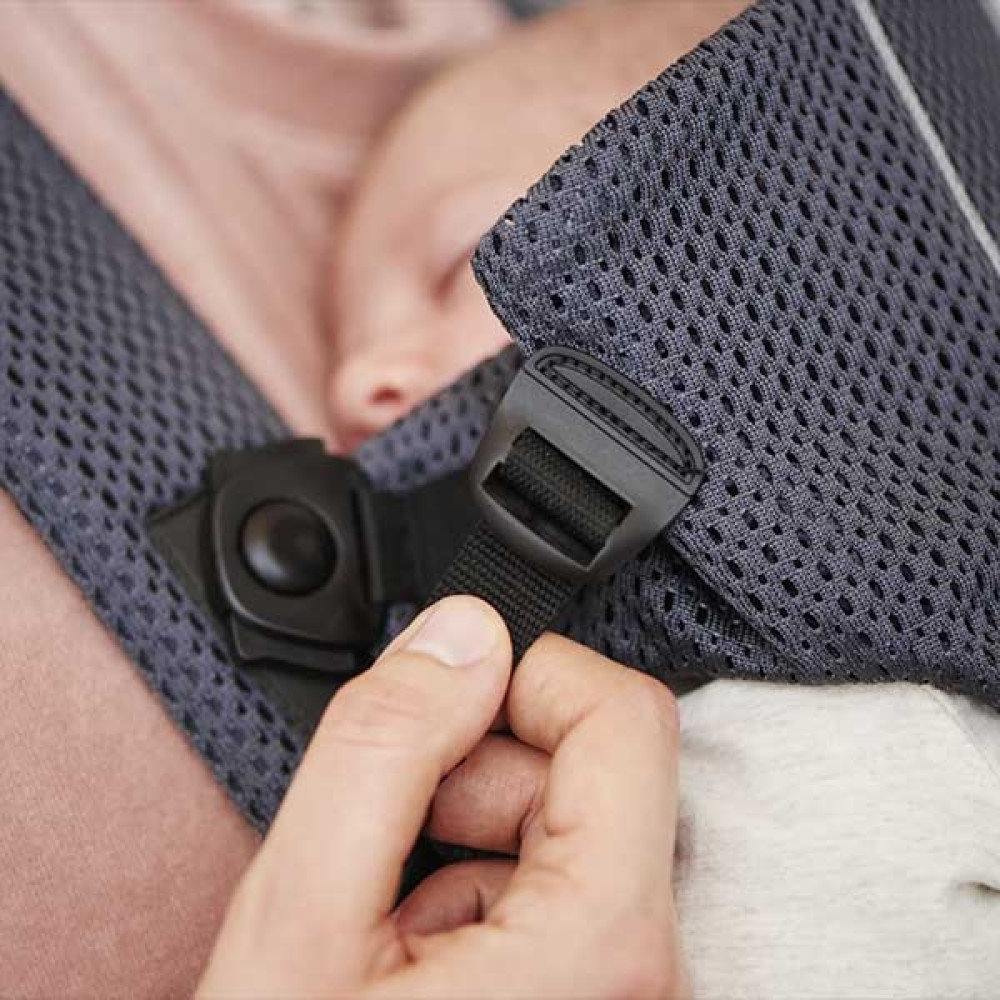 BabyBjorn - Marsupiu anatomic Mini, cu pozitii multiple de purtare, Anthracite, 3D Mesh