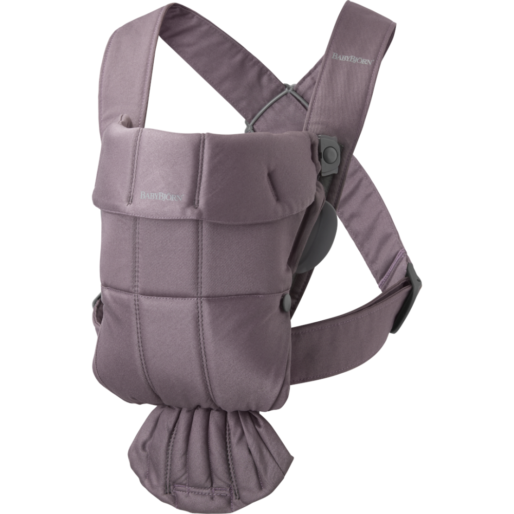 BabyBjorn - Marsupiu anatomic Mini, cu multiple pozitii de purtare, Dark Purple, Bumbac