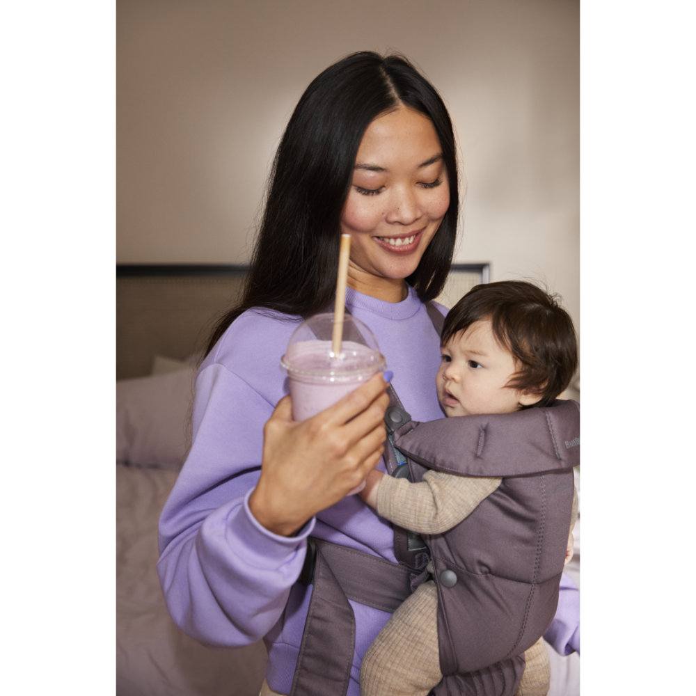 BabyBjorn - Marsupiu anatomic Mini, cu multiple pozitii de purtare, Dark Purple, Bumbac