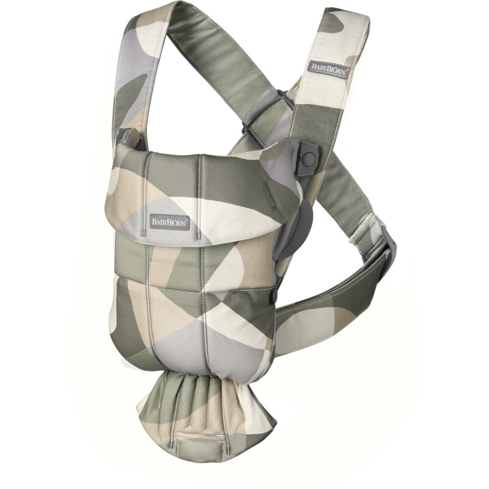 BabyBjorn - Marsupiu anatomic Mini, cu multiple pozitii de purtare. Khaki/Green, Bumbac