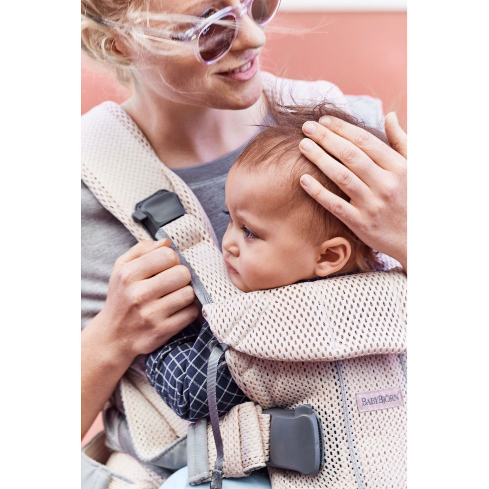 BabyBjorn - Marsupiu anatomic One Air - Pearly Pink, 3D Mesh