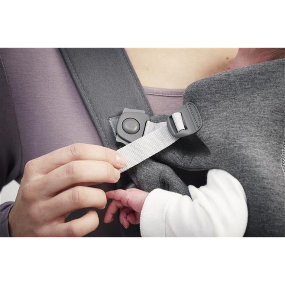 BabyBjorn - Marsupiu anatomic Mini, cu pozitii multiple de purtare, Dark Grey, 3D Jersey