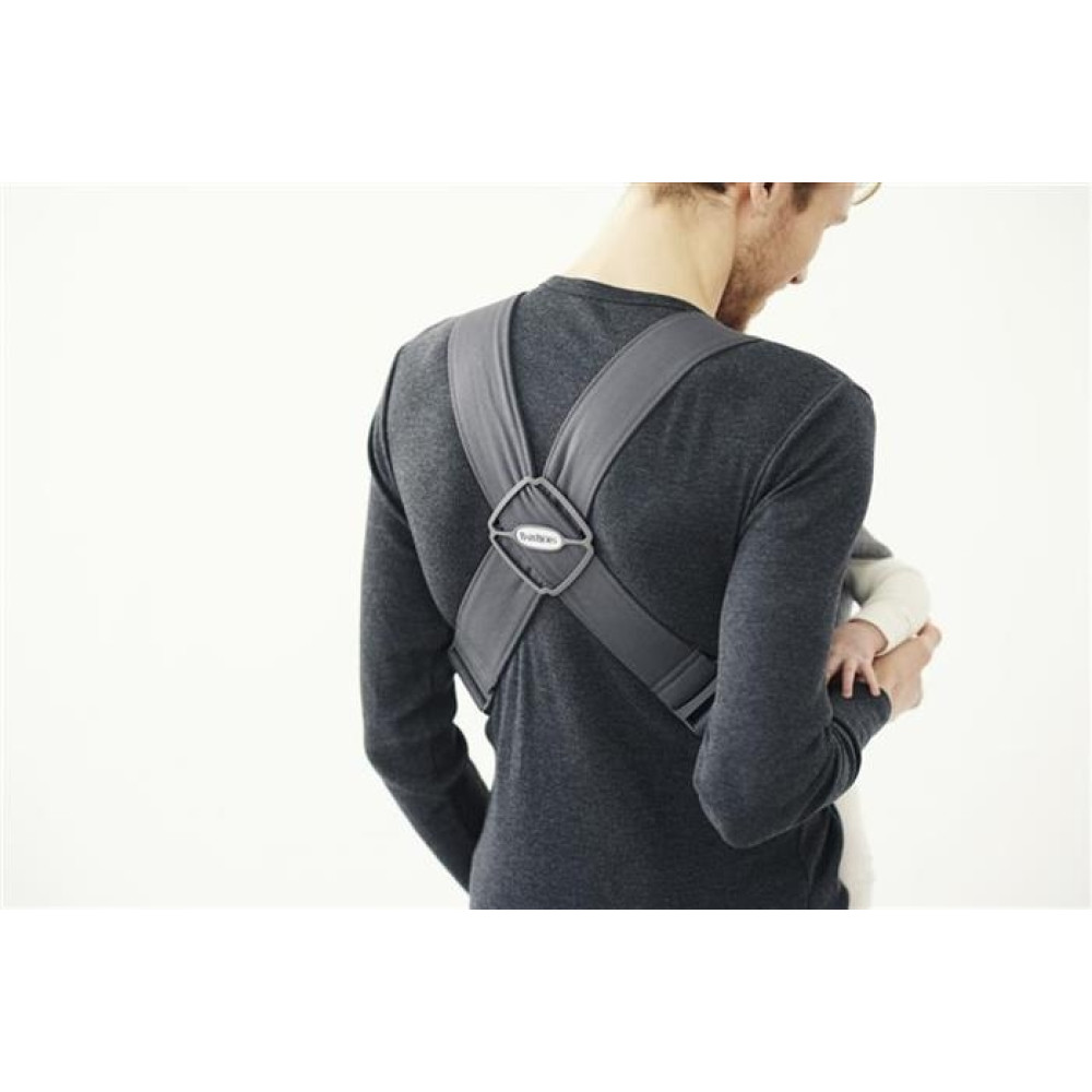 BabyBjorn - Marsupiu anatomic Mini, cu pozitii multiple de purtare, Dark Grey, 3D Jersey