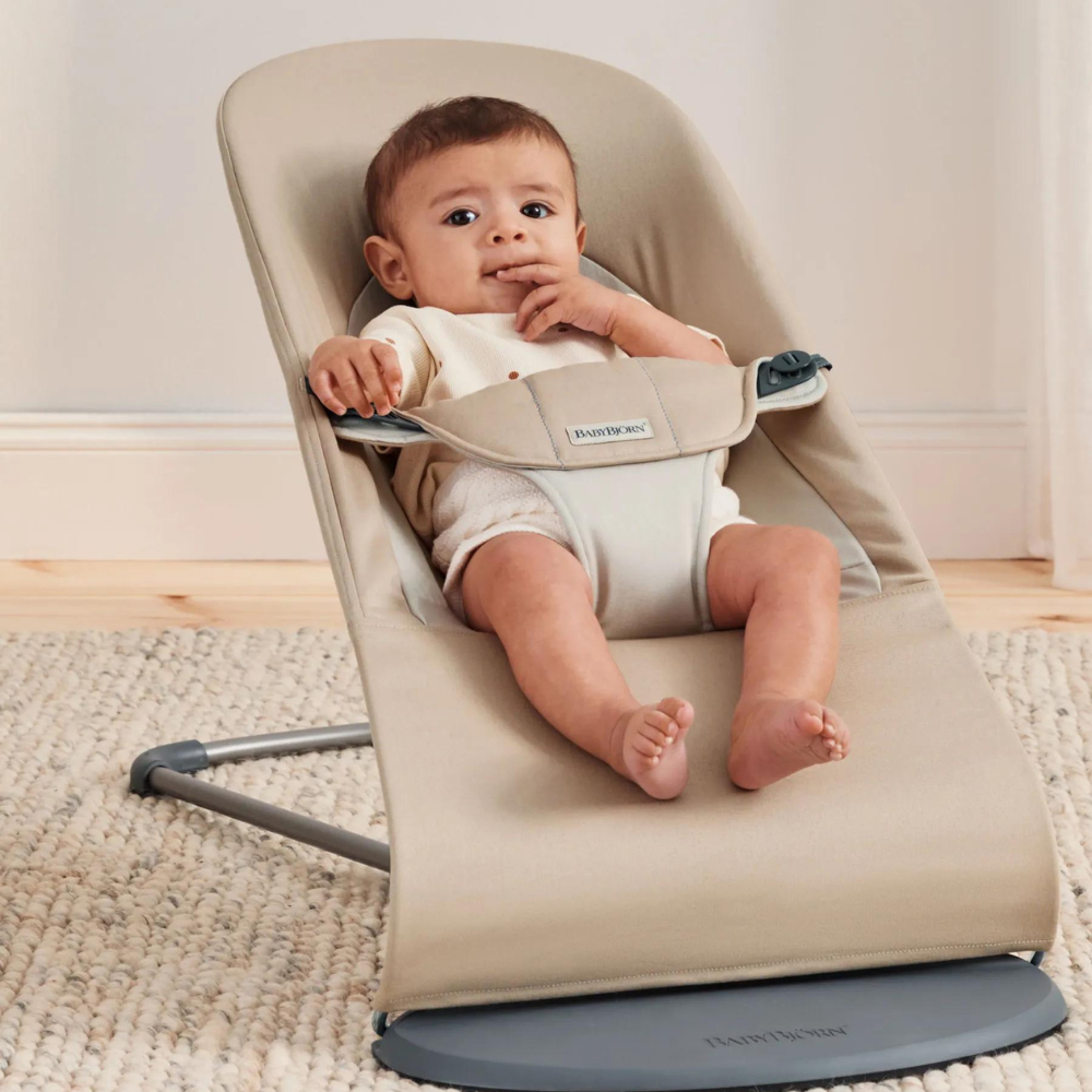 BabyBjorn - Balansoar Balance Soft Khaki cu detalii Beige, Tesatura