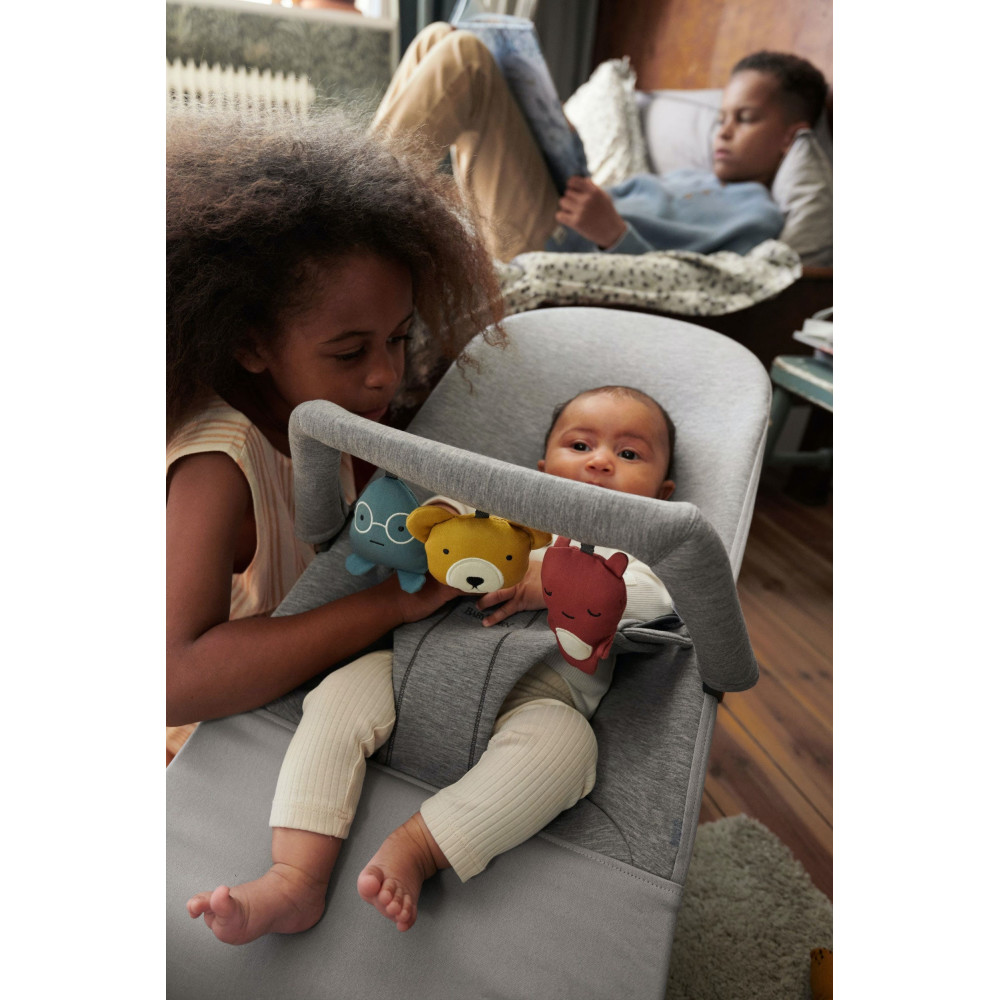 BabyBjorn - Balansoar Bliss Light Grey, 3D Jersey, cu bara de jucarii 