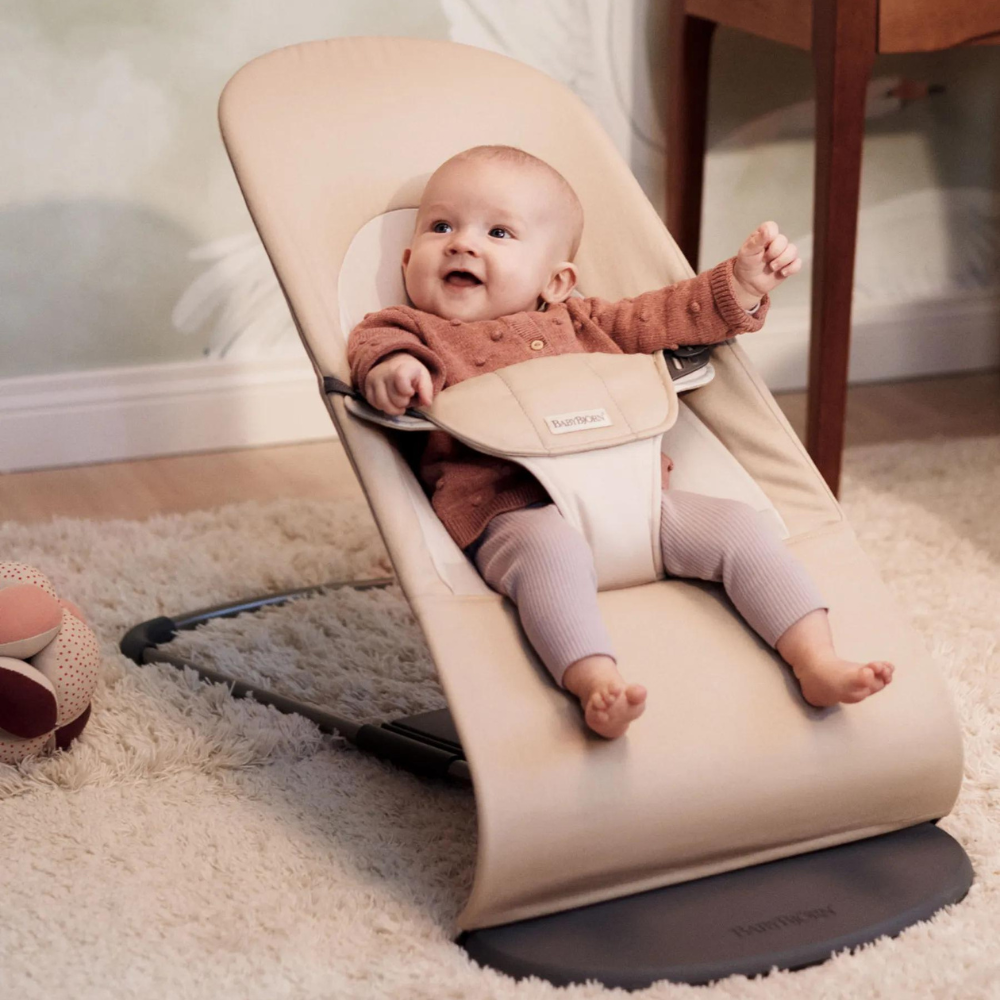 BabyBjorn - Balansoar Balance Soft Khaki cu detalii Beige, Tesatura