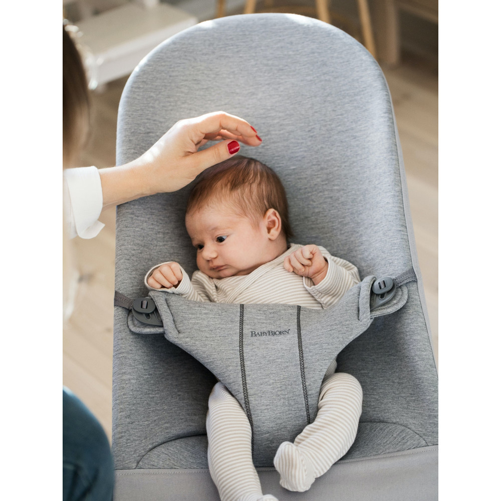BabyBjorn - Balansoar Bliss Light Grey, 3D Jersey, cu bara de jucarii 
