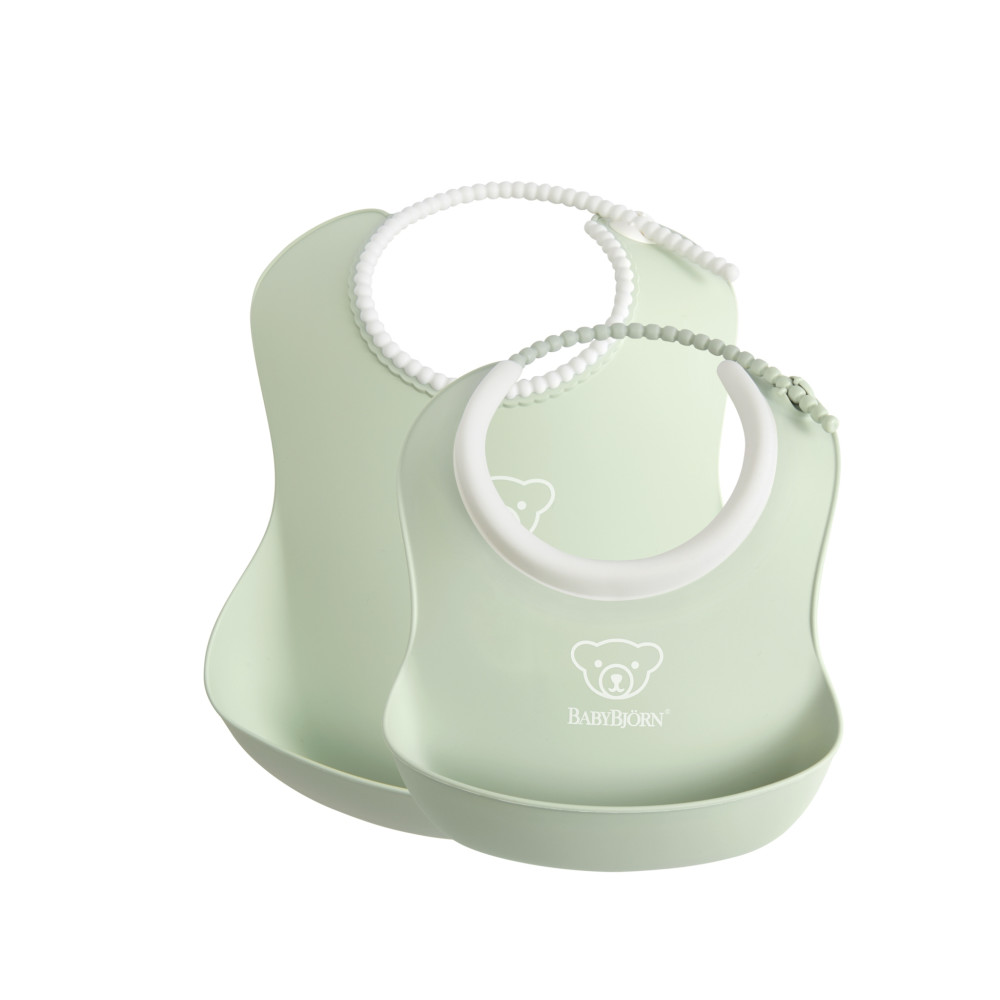 BabyBjorn Set 2 bavete – Baby Feeding Set Powder green
