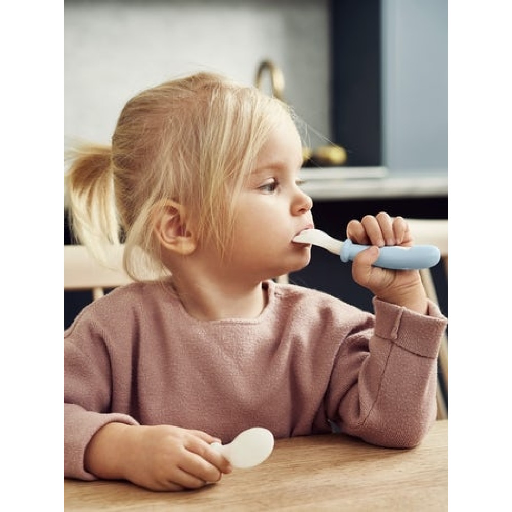 BabyBjorn - Set Lingurite si Furculite pentru bebelusi (4 bucati), Powder Blue