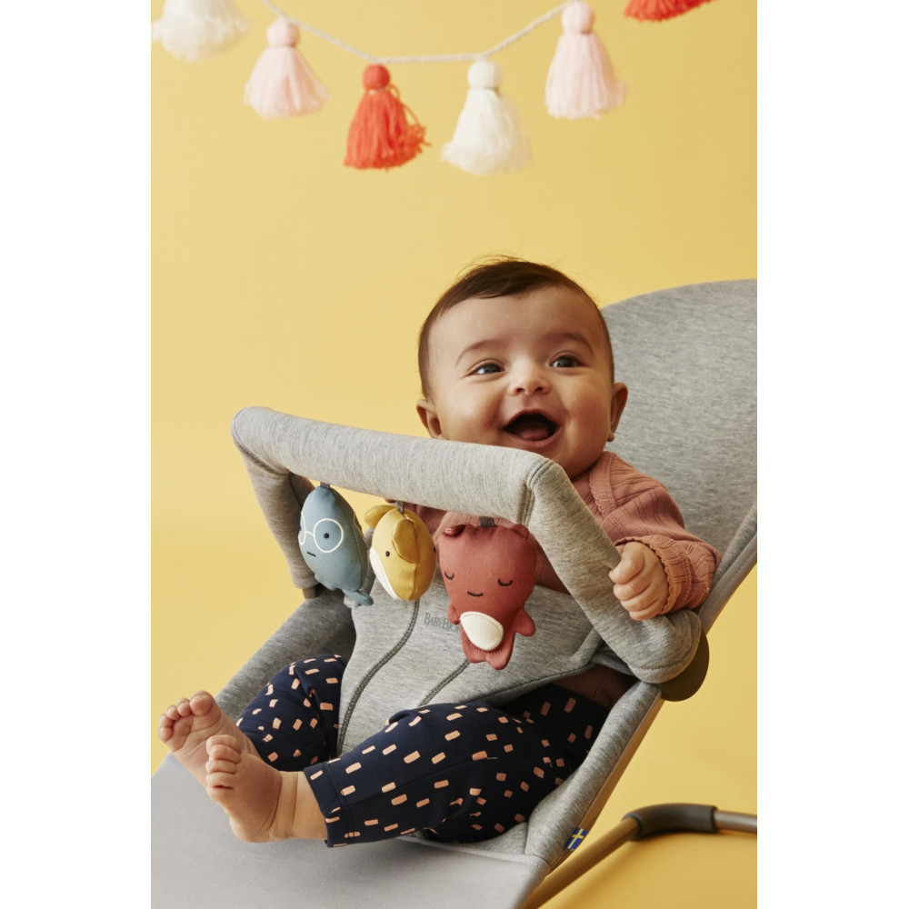 BabyBjorn - Balansoar Bliss Light Grey, 3D Jersey, cu bara de jucarii 