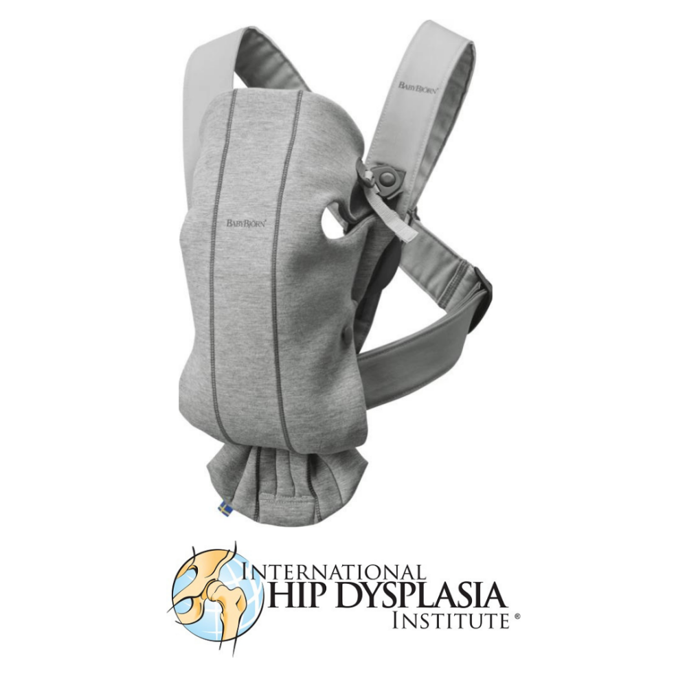 BabyBjorn - Marsupiu anatomic Mini, cu pozitii multiple de purtare, Light Grey, 3D Jersey