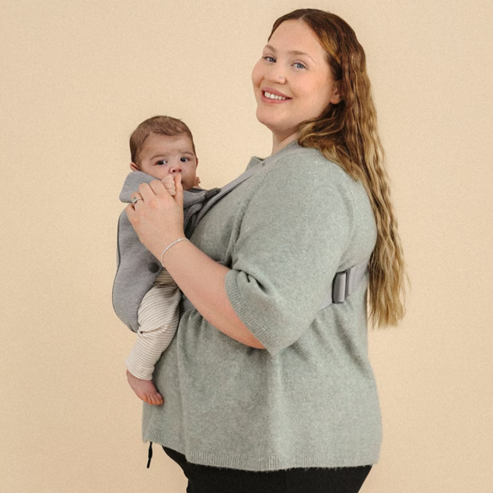 BabyBjorn - Marsupiu anatomic Mini, cu pozitii multiple de purtare, Dusty Pink, Tesatura