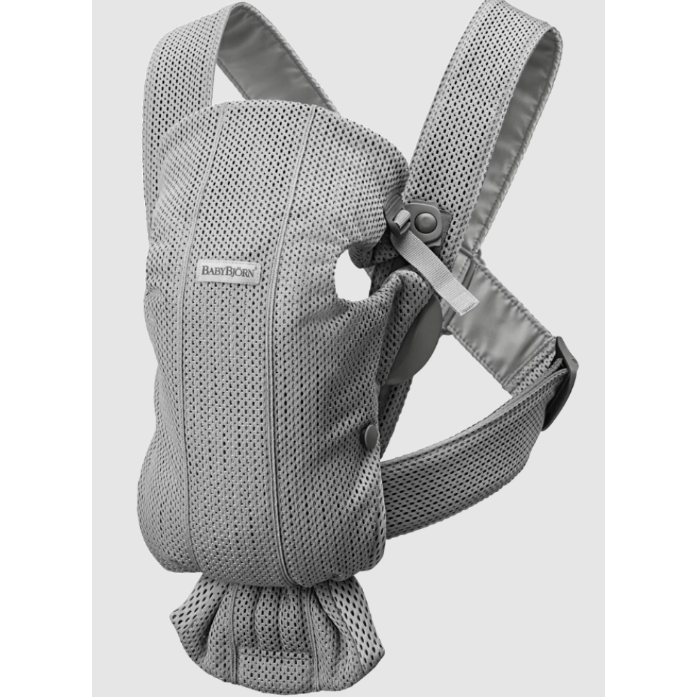 Babybjorn - Marsupiu anatomic Mini, cu multiple pozitii de purtare, Grey, 3D Mesh 
