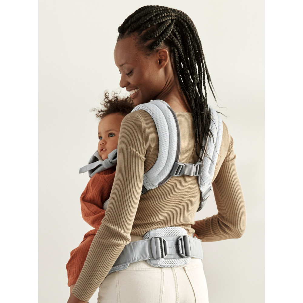 BabyBjorn - Marsupiu anatomic cu multiple pozitii de purtare colectia Harmony, 3D Mesh, Silver - Editie Limitata