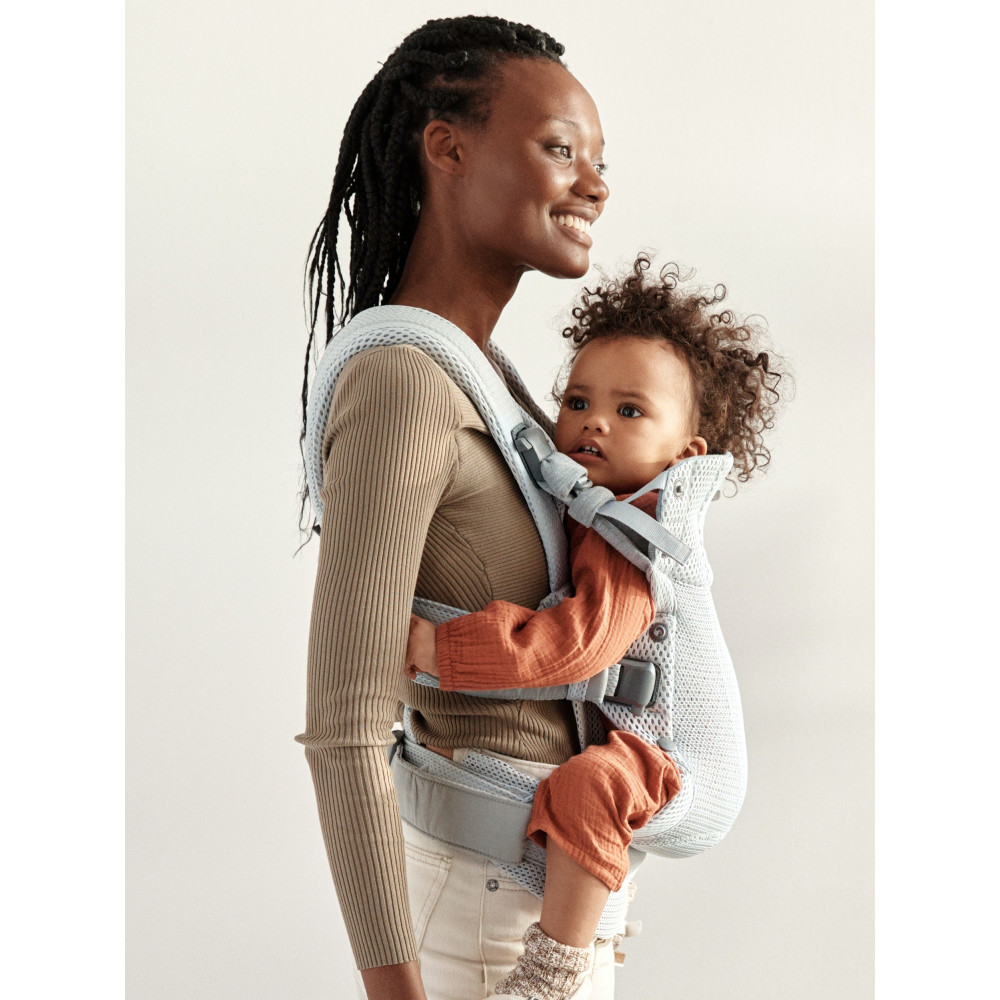 BabyBjorn - Marsupiu anatomic cu multiple pozitii de purtare colectia Harmony, 3D Mesh, Silver - Editie Limitata