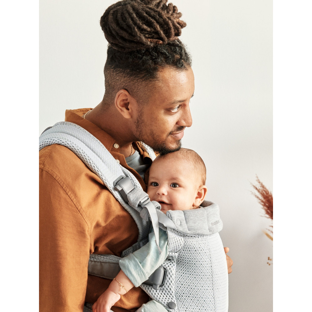 BabyBjorn - Marsupiu anatomic cu multiple pozitii de purtare colectia Harmony, 3D Mesh, Silver - Editie Limitata