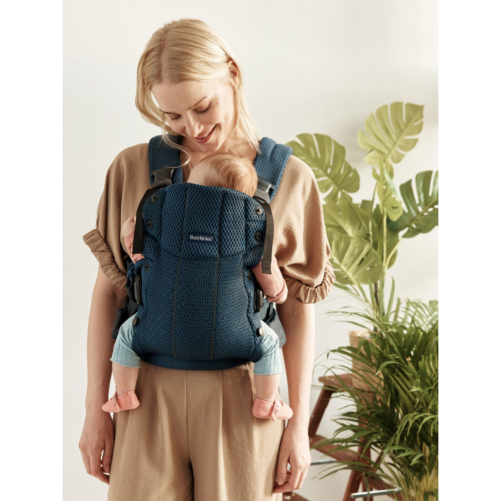 BabyBjorn - Marsupiu anatomic cu multiple pozitii de purtare colectia Harmony, 3D Mesh, Navy Blue - Editie Limitata