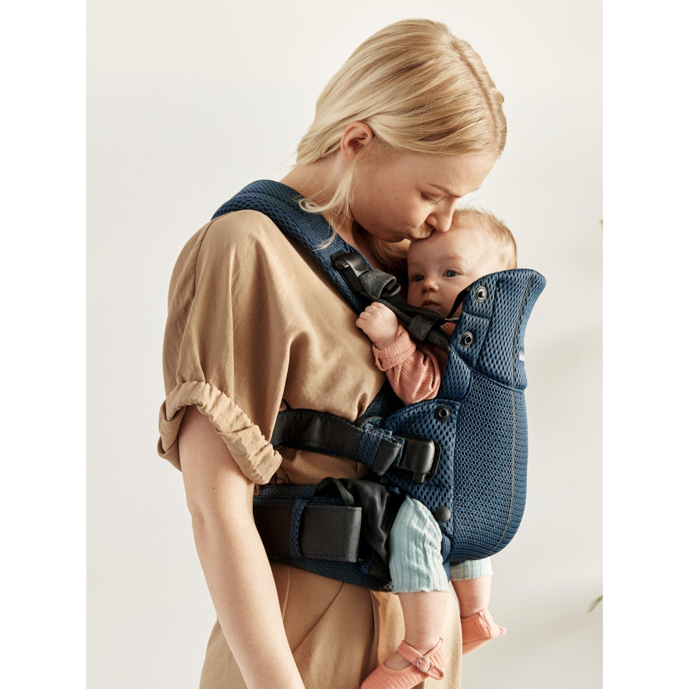 BabyBjorn - Marsupiu anatomic cu multiple pozitii de purtare colectia Harmony, 3D Mesh, Navy Blue - Editie Limitata