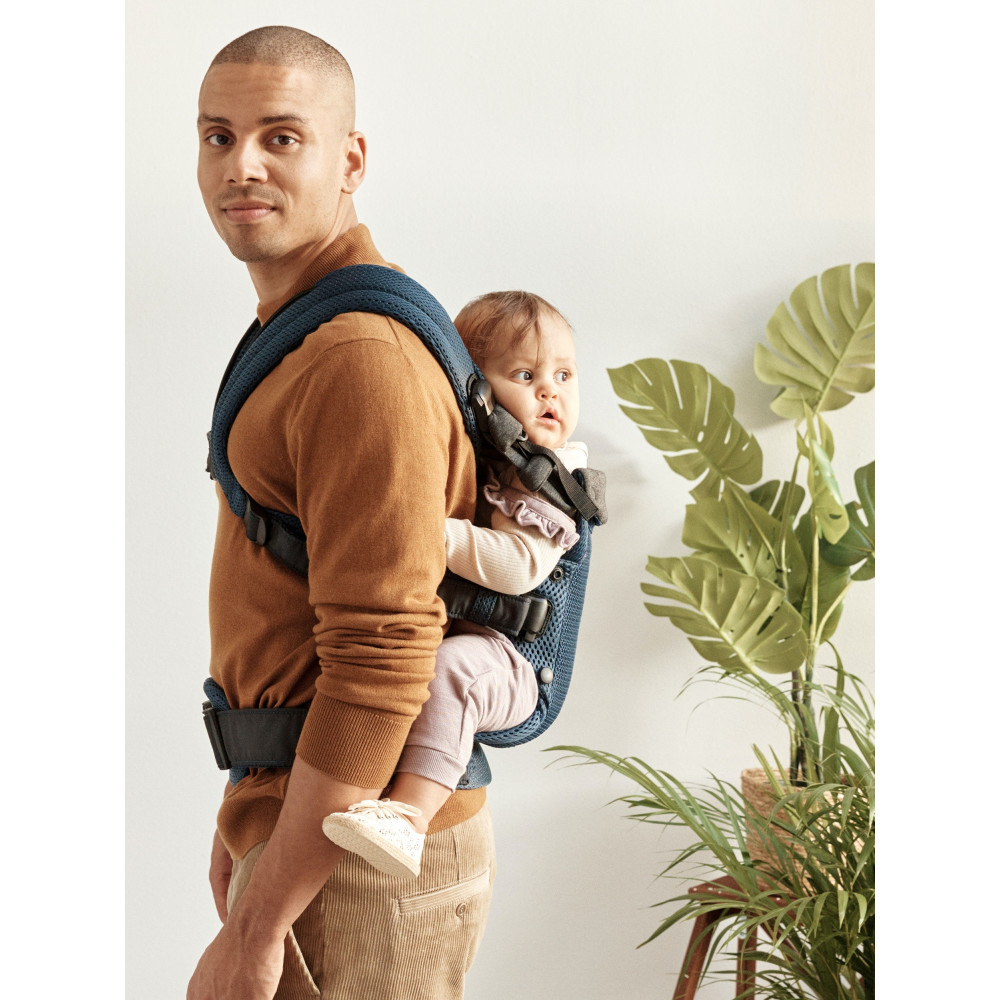 BabyBjorn - Marsupiu anatomic cu multiple pozitii de purtare colectia Harmony, 3D Mesh, Navy Blue - Editie Limitata