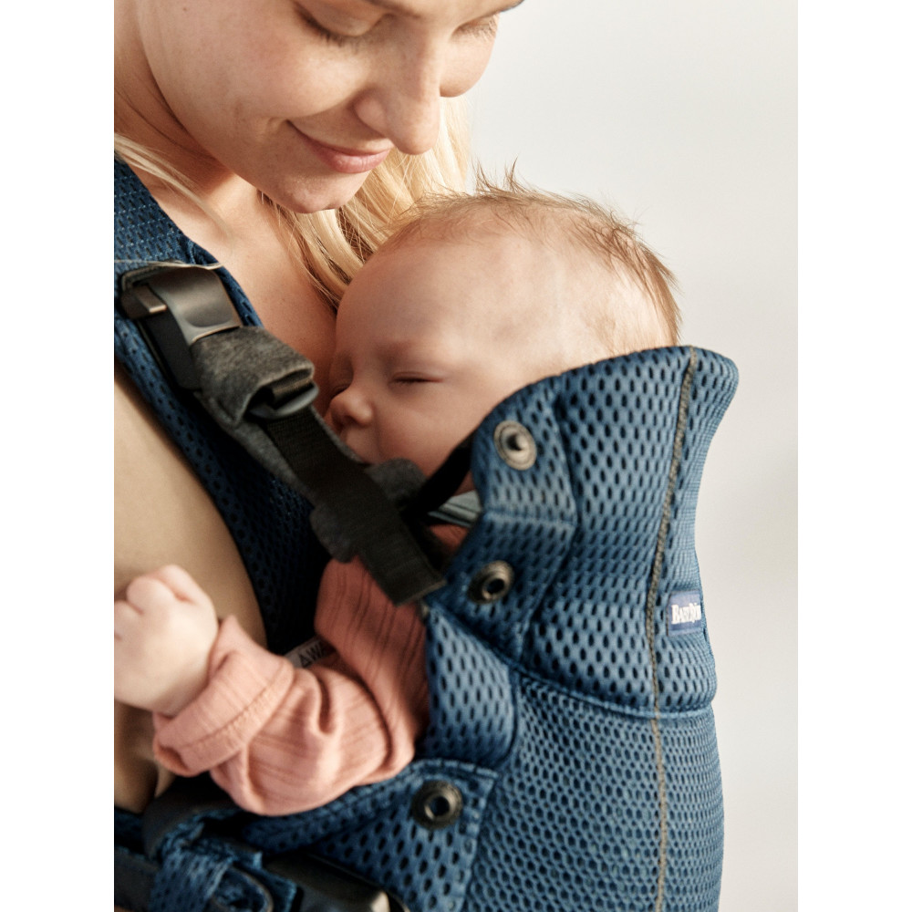 BabyBjorn - Marsupiu anatomic cu multiple pozitii de purtare colectia Harmony, 3D Mesh, Navy Blue - Editie Limitata