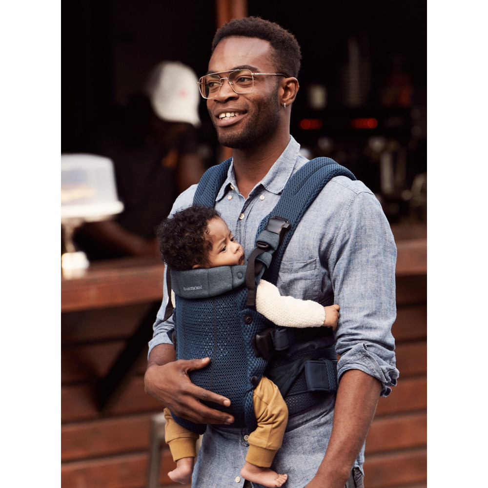 BabyBjorn - Marsupiu anatomic cu multiple pozitii de purtare colectia Harmony, 3D Mesh, Navy Blue - Editie Limitata