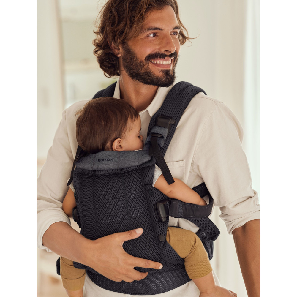BabyBjorn - Marsupiu anatomic cu multiple pozitii de purtare colectia Harmony, 3D Mesh, Anthracite - Editie Limitata
