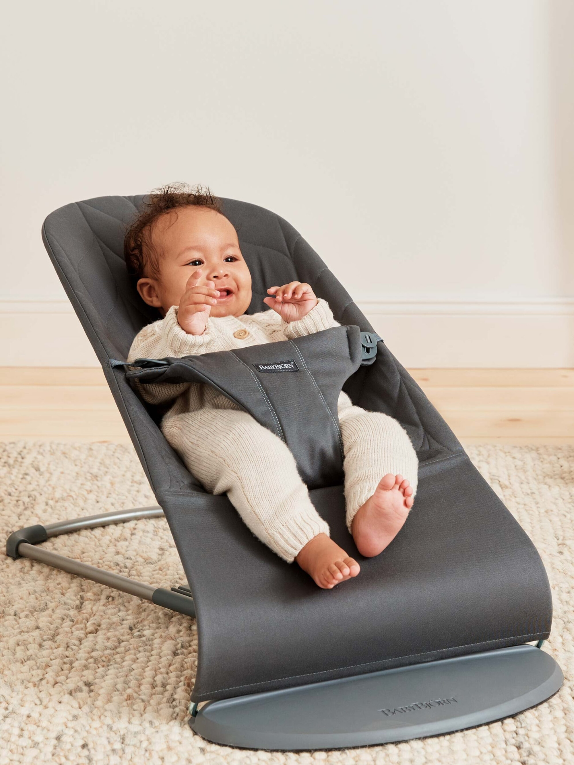 BabyBjorn Balansoar Bliss Anthracite, Bumbac — Baby Safe