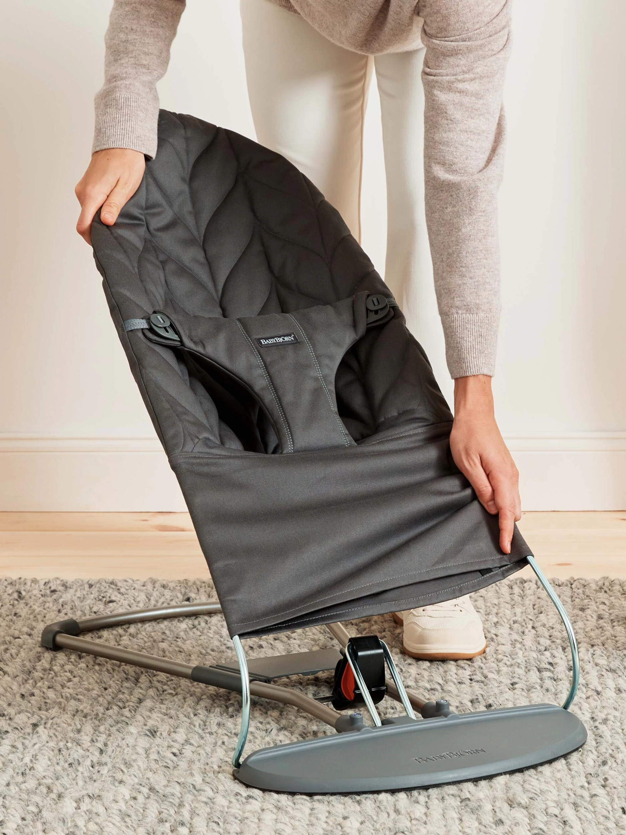BabyBjorn Balansoar Bliss Anthracite, Bumbac — Baby Safe
