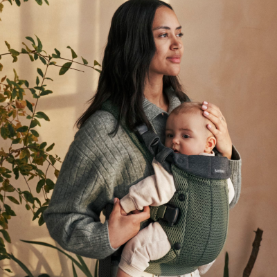 BabyBjorn - Marsupiu anatomic cu multiple pozitii de purtare colectia Harmony, 3D Mesh, Dark Green