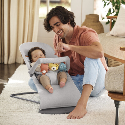 BabyBjorn - Balansoar Bliss Light Gray din tesatura melange cu aspect Clasic