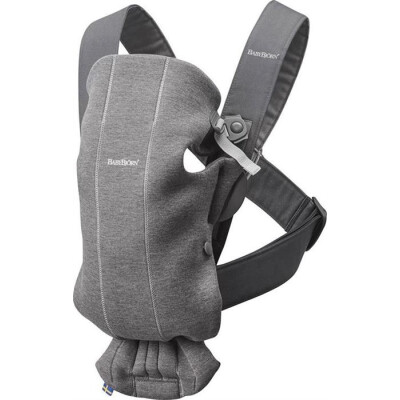 BabyBjorn - Marsupiu anatomic Mini, cu pozitii multiple de purtare, Dark Grey, 3D Jersey