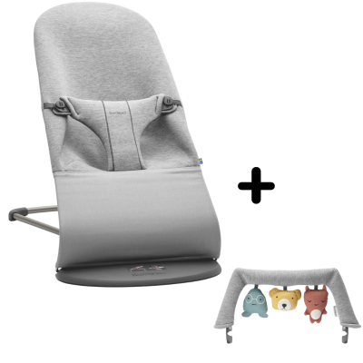 BabyBjorn - Balansoar Bliss Light Grey, 3D Jersey, cu bara de jucarii 
