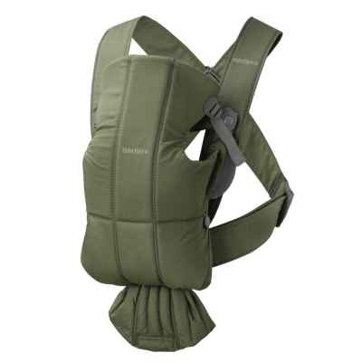 BabyBjorn - Marsupiu anatomic Mini, cu pozitii multiple de purtare, Dark Green, Tesatura