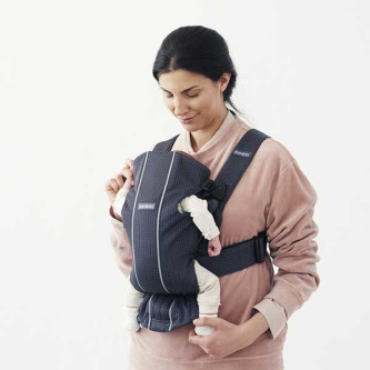 BabyBjorn - Marsupiu anatomic Mini, cu pozitii multiple de purtare, Anthracite, 3D Mesh