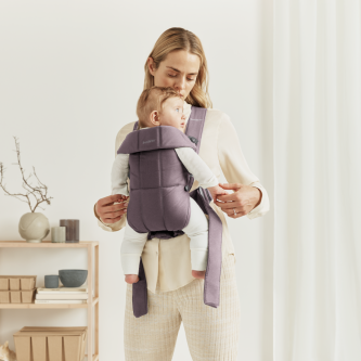 BabyBjorn - Marsupiu anatomic Mini, cu multiple pozitii de purtare, Dark Purple, Bumbac