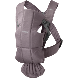BabyBjorn - Marsupiu anatomic Mini, cu multiple pozitii de purtare, Dark Purple, Bumbac