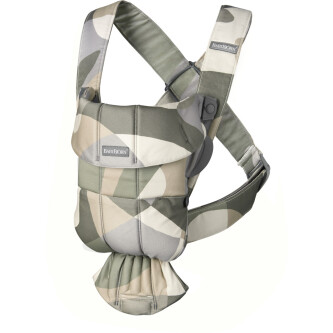 BabyBjorn - Marsupiu anatomic Mini, cu multiple pozitii de purtare. Khaki/Green, Bumbac