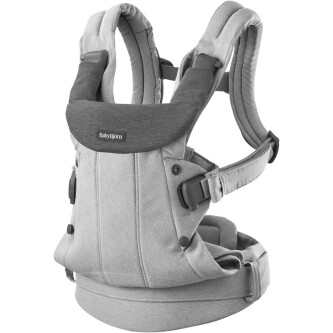 BabyBjorn - Marsupiu anatomic cu multiple pozitii de purtare colectia Harmony, tesatura melange, Light Gray