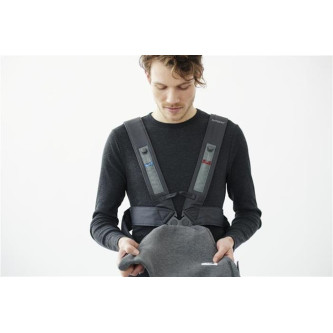 BabyBjorn - Marsupiu anatomic Mini, cu pozitii multiple de purtare, Dark Grey, 3D Jersey