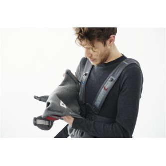 BabyBjorn - Marsupiu anatomic Mini, cu pozitii multiple de purtare, Dark Grey, 3D Jersey