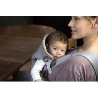 BabyBjorn - Marsupiu anatomic Mini, cu pozitii multiple de purtare, Light Grey, 3D Jersey