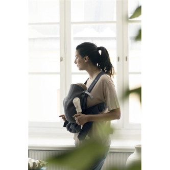 BabyBjorn - Marsupiu anatomic Mini, cu pozitii multiple de purtare, Dark Grey, 3D Jersey