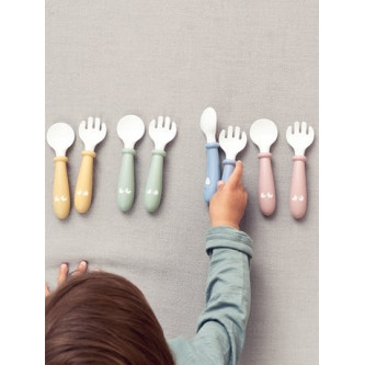 BabyBjorn - Set Lingurite si Furculite pentru bebelusi (4 bucati), Powder Blue