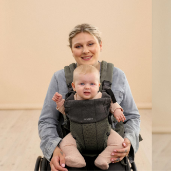 BabyBjorn - Marsupiu anatomic cu multiple pozitii de purtare colectia Harmony, 3D Mesh, Dark Green