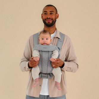 BabyBjorn - Marsupiu anatomic Mini, cu pozitii multiple de purtare, Dusty Pink, Tesatura