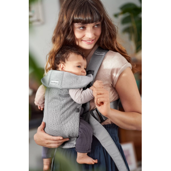 Babybjorn - Marsupiu anatomic Mini, cu multiple pozitii de purtare, Grey, 3D Mesh 