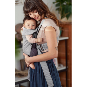 Babybjorn - Marsupiu anatomic Mini, cu multiple pozitii de purtare, Grey, 3D Mesh 