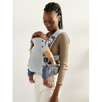 BabyBjorn - Marsupiu anatomic cu multiple pozitii de purtare colectia Harmony, 3D Mesh, Silver - Editie Limitata