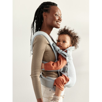 BabyBjorn - Marsupiu anatomic cu multiple pozitii de purtare colectia Harmony, 3D Mesh, Silver - Editie Limitata
